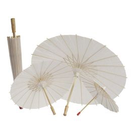 White Bamboo Paper Umbrella Chinese Craft Umbrella Painting Dancing White Paper Umbrellas Bridal Wedding Party Decoration RRE15127