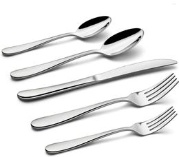 Flatware Sets Stainless Steel Silverware Set 20-Piece Cutlery For 4 Fancy Tableware Eating Utensils Home Wedding