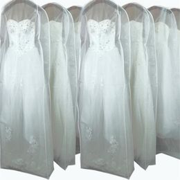 Clothing Storage & Wardrobe 200cm Long Plus Size Organza Encrypted For Wedding Dress Dust Cover Transparent Protection With Zipper Print LOG