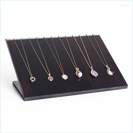 Jewellery Pouches Bags Jewellery Pouches Bags Wooden Box Display Stand Rack For Necklace Earring Pendant Chain Holder Board Storage She Dhrzh