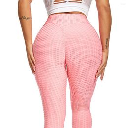 Active Pants Seamless Sport Yoga Sexy High Waist Push Up Leggings Jacquard Bubble Fitness Workout Tight Women's Cycling