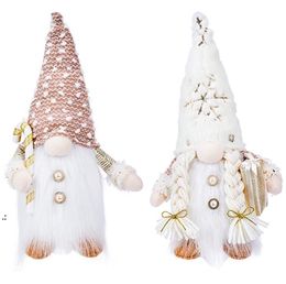 Gnomes Christmas Decorations with LED Light Plush Doll Tabletop Ornaments Winter Holiday Party Home Decor BBB16420
