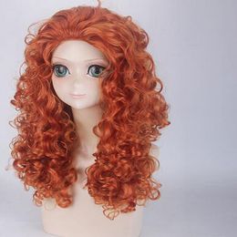 20202 Popular Orange curl Cosplay Brave Merida Animation Wig