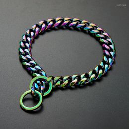 Dog Collars 18K Colourful Plated Stainless Steel Collar And Leash Choke Chain For Large Dogs Pitbull Rottweiler Pet Stuff Accessories