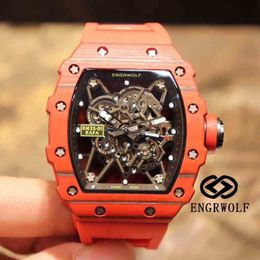 Engrwolf watch rm35-01 series 2824 automatic mechanical red carbon Fibre tape men