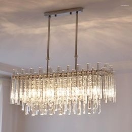 Pendant Lamps Modern Crystal Chandelier For Dining Room Rectangle Home Decoration LED Lighting Chandeliers Illumination