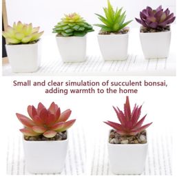 Decorative Flowers Lovely Artificial Plants With Pot Simulation Succulent Mini Bonsai Potted Placed Green Fake Plant Home Office Garden