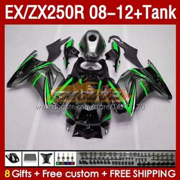 Fairings & Tank OEM For KAWASAKI NINJA ZX250R EX250R 08 09 10 11 12 ZX250 EX250 R 163No.68 ZX-250R 2008 2009 2010 2011 2012 EX ZX 250R 08-12 Injection Fairing green grey