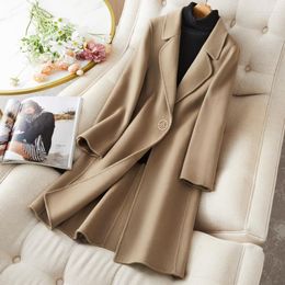 Women's Wool Double Sided Coat Women Slim Solid Breif Elegant Winter Jacket