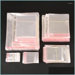 Jewellery Pouches Bags Jewellery Pouches Bags Mtisized 100/200Pcs Transparent Opp Plastic Adhesive Gift Packing Various Models With Fle Dhnwu