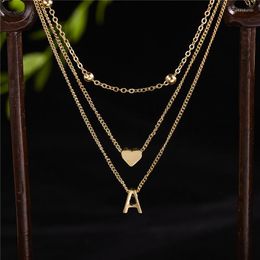 Choker Fashion A-Z Initial Letter Infinity Love Heart Round Beads Multilayer Necklace For Women Alphabet 26 Jewelry