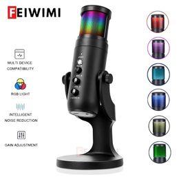 Microphones RGB USB Condenser Microphone Professional Vocals Streams Mic Recording Studio Micro for PC Video Gaming MikrofoMicrofon 221014