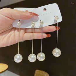 Dangle Earrings Imitation Pearl For Women Hollow Bowkonot Long Tassel Drop Golden Ear Rings Luxury Wedding Party Pendientes Joye