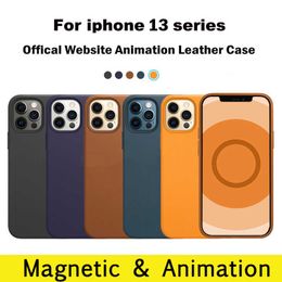 Cell Phone Cases Original For Apple Magsafe Leather Magnetic iPhone 12 Pro Max 12 13 Mini Wireless Charging Drop Protect Cover R230904