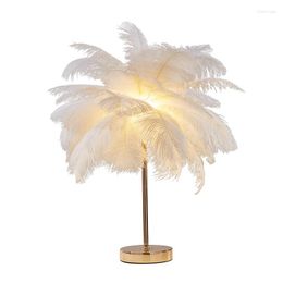 Table Lamps Lampara De Noche Dormitorio Lampe Chevet Abajur Para Quarto Feather Lamp For Children's Room Decor Desk Light Fixture