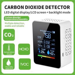 5in1 CO2 Metre Digital Sensor Temperature Humidity Tester Air Quality Monitor Detector Carbon Dioxide TVOC HCHO