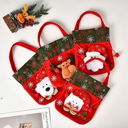 Christmas Party Santa Sack Children Xmas Gifts Candy Stocking Bag Exquisite Santa Claus Printed Linen BBB16437