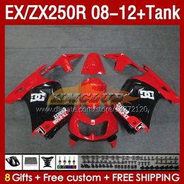 Injection Fairings & Tank For KAWASAKI NINJA EX250R ZX250R 2008 2009 2010 2011 2012 ZX250 EX250 R 163No.105 red factory ZX-250R 08-12 EX ZX 250R 08 09 10 11 12 OEM Fairing