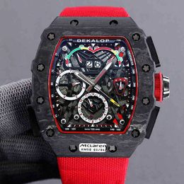 red devil black technology carbon Fibre watch wine barrel multifunctional r mechanical mens is the most expensive rm011
