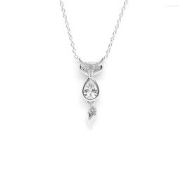 Pendant Necklaces Created S925 Sterling Silver Cute Design Clear Zircon Necklace For Women Wedding Engagement Jewellery