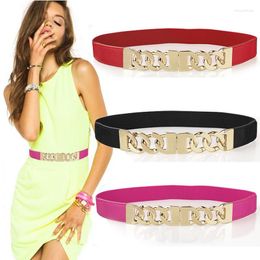 Belts Fashion Metal Buckle Women Belt Elastic Stretch Waistband Ladies Dress Suits Retro Gold Waist