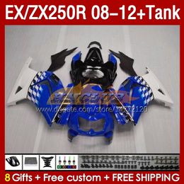 & Tank Injection Fairings For KAWASAKI NINJA ZX250 EX250 R 2008-2012 163No.136 EX ZX 250R EX250R ZX250R 2008 2009 2010 2011 2012 ZX-250R 08 09 10 11 12 Fairing blue glossy