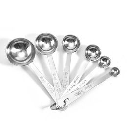 100 sets Fashion Tools 6pcs Stainless Steel Measuring Spoons Cups For Baking Coffee 6 sizes Set RRE15107