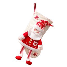 UPS Christmas Sock Bag Knitted Three-dimensional Santa Claus Snowman Gift Christmas Eve Candy Socks RRA516