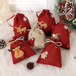 Christmas Drawstring Souvenir Bag Santa Claus Candy Gift Sack Xmas Party Hanging Decor Accessories Household Storage Bags JNB16412