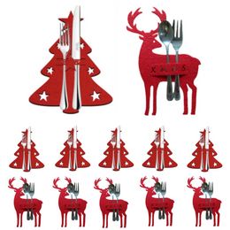 Christmas Decorations Christmas Tree Cutlery Holder Knife Fork Storage Pocket Christmas Party Dinner Tableware Bag Xmas Home Decoration Cover FY3971 P1017