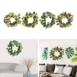 Decorative Flowers Front Door Green Eucalyptus Wreath Decor For Wedding/Birthday/Party/Christmas Decoration Wall Window Hanging Garland