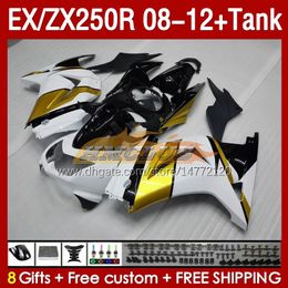 Injection Fairings & Tank For KAWASAKI NINJA EX250R ZX250R 2008 2009 2010 2011 2012 ZX250 EX250 R 163No.122 ZX-250R 08-12 EX ZX 250R 08 09 10 11 12 OEM Fairing golden white