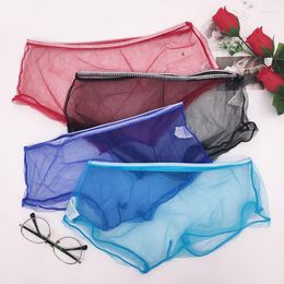 Underpants Mens Underwear Transparent Boxers Bulge Summer Mesh Panties Trunks Shorts Briefs Sexy Ultra Thin Lingerie See Through