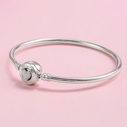 White Love Hearts Clasp Bangle Bracelet with Original Box for Pandora 925 Sterling Silver Charms Bracelets Wedding Gift Jewellery For Women Girls Factory wholesale