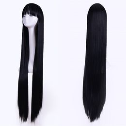 Anime men's and women's ancient style 100cm long women's straight hair black wig