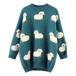 Women's Sweaters Harajuku Sheep Printed Women Sweater Pullover Autumn O Neck Loose Knit Jumpers Female Winter Warm Base Clothes