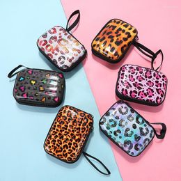 Storage Bags Mini Suitcase Shape Tinplate Coin Pack Leopard Square Bag Pouches Purse Key Earphone 10x7.5x3.5cm