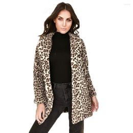 Women's Fur Womens Faux Leopard Winter Warm Long Outerwear Size Plus Soft Ladies Parka Jacket Coat Fashion Slim Furs