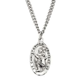 Collana di St. Christopher Medallion in argento sterling e inossidabile il santo patrono dei viaggiatori e del guidatore
