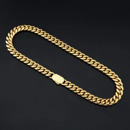 Cubana Halskette Armband Hip Hop High 316L Edelstahl poliert 10 mm 18K Gold gepacktes Guss, Männer- und Frauen -Punk -Rap -Kette