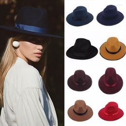 Berets Jazz Hats Vintage Trilby Cap Fashion Women Cloche Unisex Casual Large Brim Cowboy Wool Caps Panama Hat Fedora