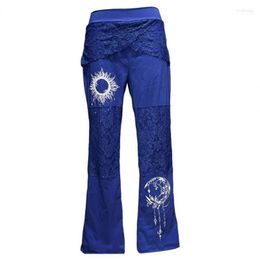 Jeans da donna da donna stile vintage pizzo splicing moda hip up sport maglia prospettiva pantaloni attillati pantaloni a vita alta