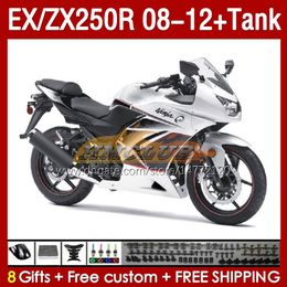 Injection Fairings & Tank For KAWASAKI NINJA EX250R ZX250R 2008 2009 2010 2011 2012 ZX250 EX250 R 163No.124 ZX-250R 08-12 EX ZX 250R 08 09 10 11 12 OEM Fairing white stock