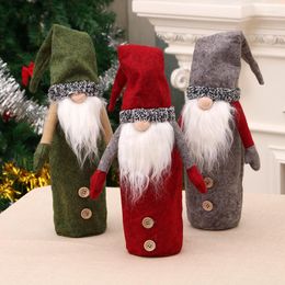 Christmas Decorations Gnomes Wine Bottle Covers Handmade Swedish Tomte Gnome Toppers Decorative