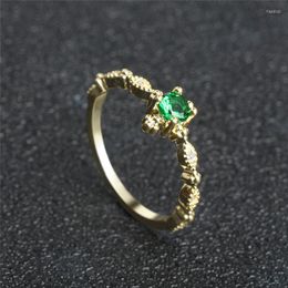 Wedding Rings Cute Dainty Women Green Rhinestone Gold Colour Delicate Crystal Jewellery Anillos Mujer Engagement