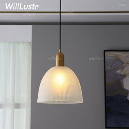 Pendant Lamps Creative Glass Frosted Lamp Wood Suspension Light El Dining Living Room Office Cafe Bakery Japan Hanging Lighting