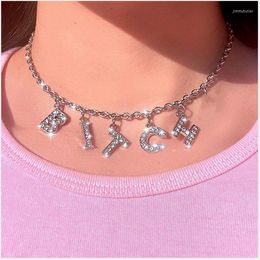 Choker Trend Silver Color Alphabet Bitch Pendant Fun Game Statement Necklace Women Charm Party Clavicle Chain Jewelry Accessories