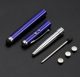 4 in 1 light up ballpoint pen Stylus Touch Screen Laser pointer Pen Aluminum metal LED lights flashlight