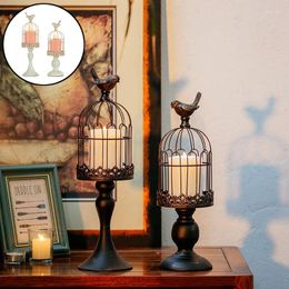 Candle Holders Holder Wrought Iron Cartoon Bird Cage Decoration Wedding Restaurant Room Decor Candlestick Stand