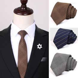 Bow Ties Mens 7.5CM Wide Tie High Quality Italy Style Business Necktie Great For Work Party Male Fashion Plaid With Gift Box